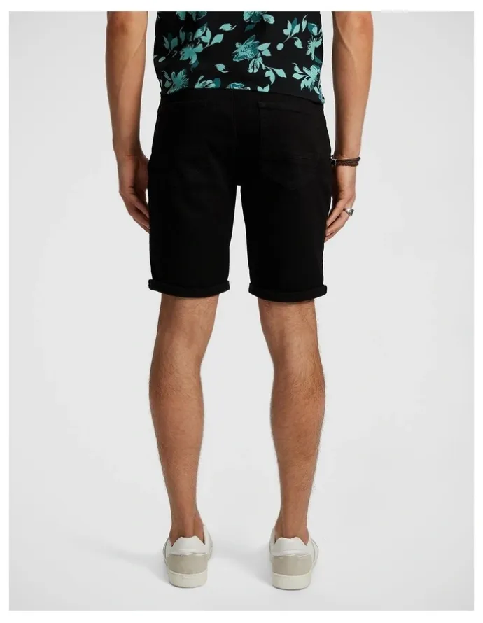 yd. Christos Ripped Denim Short in Black