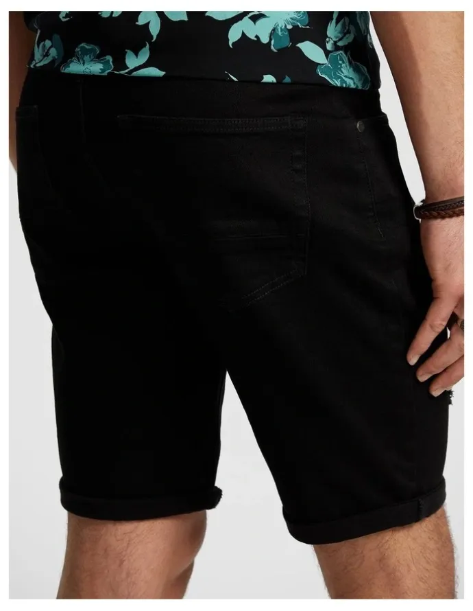 yd. Christos Ripped Denim Short in Black