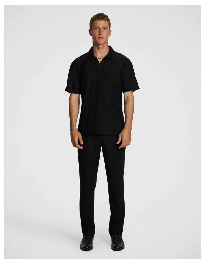 yd. Diego Textured Polo Shirt in Black