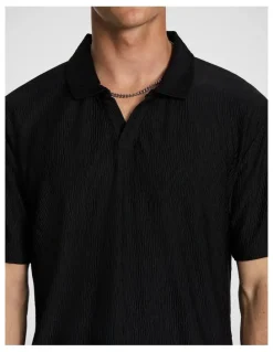 yd. Diego Textured Polo Shirt in Black