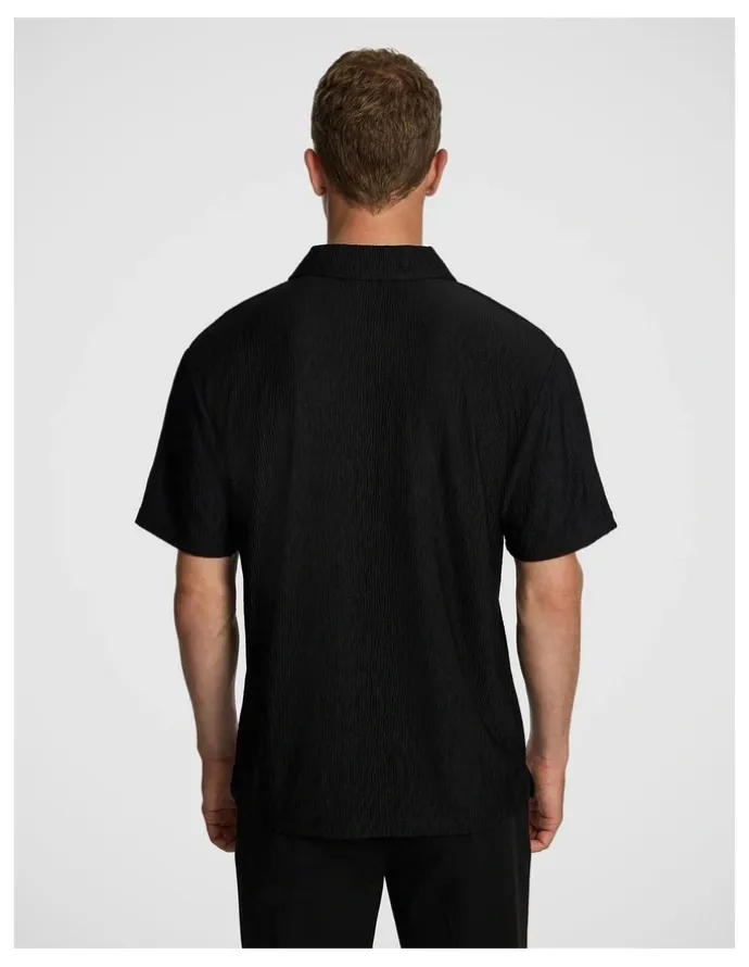 yd. Diego Textured Polo Shirt in Black