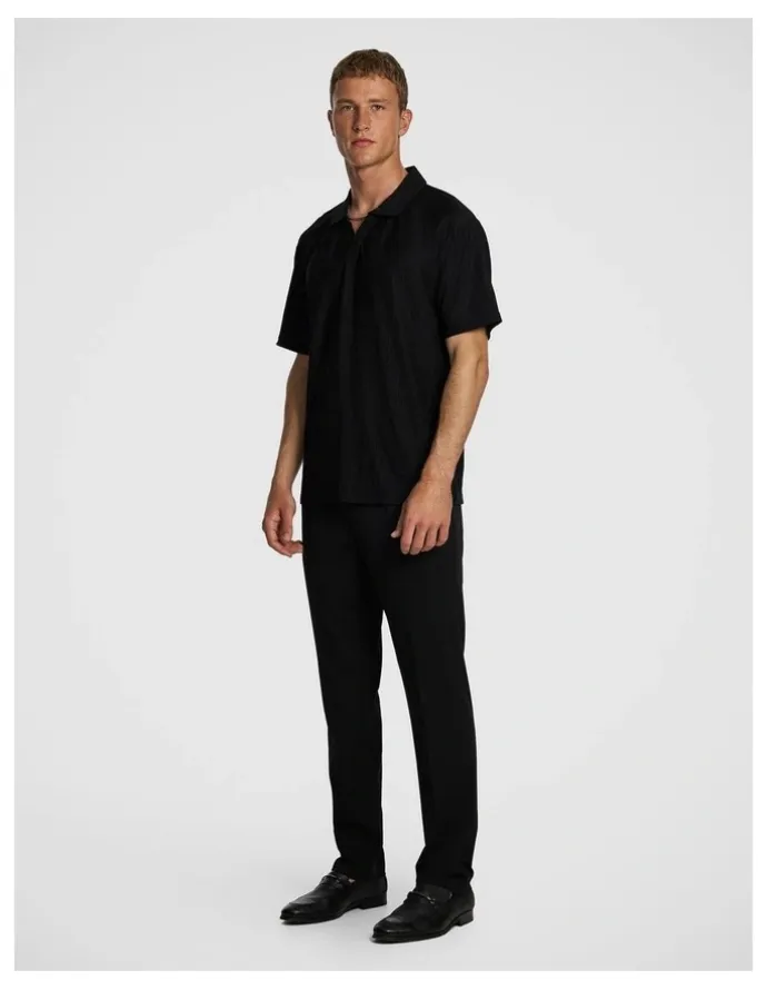 yd. Diego Textured Polo Shirt in Black