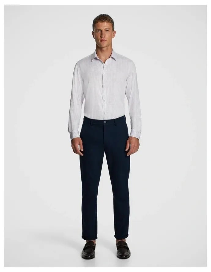 yd. Forbes Check Bamboo Blend Slim Shirt in Lilac