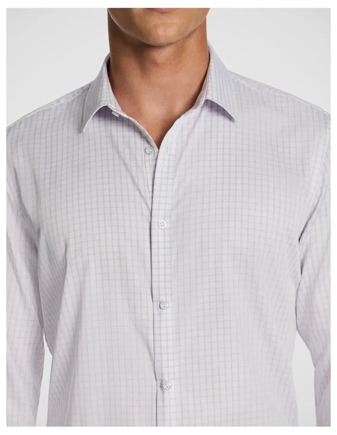 yd. Forbes Check Bamboo Blend Slim Shirt in Lilac