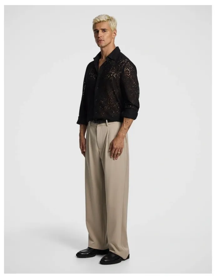 yd. Gianni Lace Shirt in Black