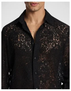 yd. Gianni Lace Shirt in Black