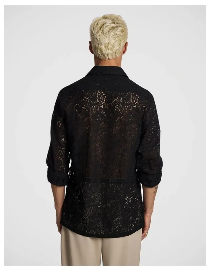 yd. Gianni Lace Shirt in Black