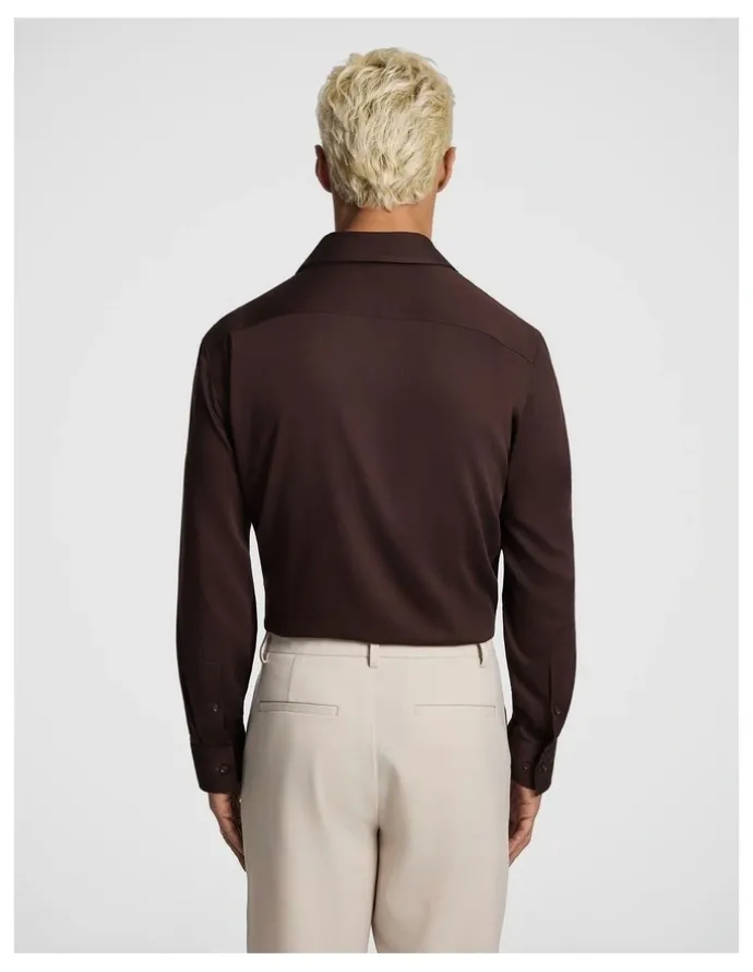 yd. Heathcoat Slim Bamboo Shirt in Chocolate