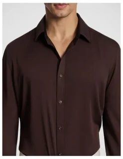 yd. Heathcoat Slim Bamboo Shirt in Chocolate