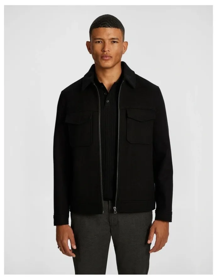 yd. Luciano Premium Wool Blend Dress Jacket in Black