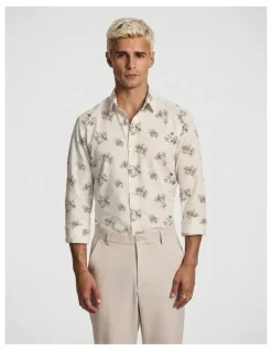 yd. Lucio Slim Floral Shirt in Pink