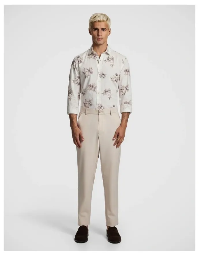 yd. Lucio Slim Floral Shirt in Pink