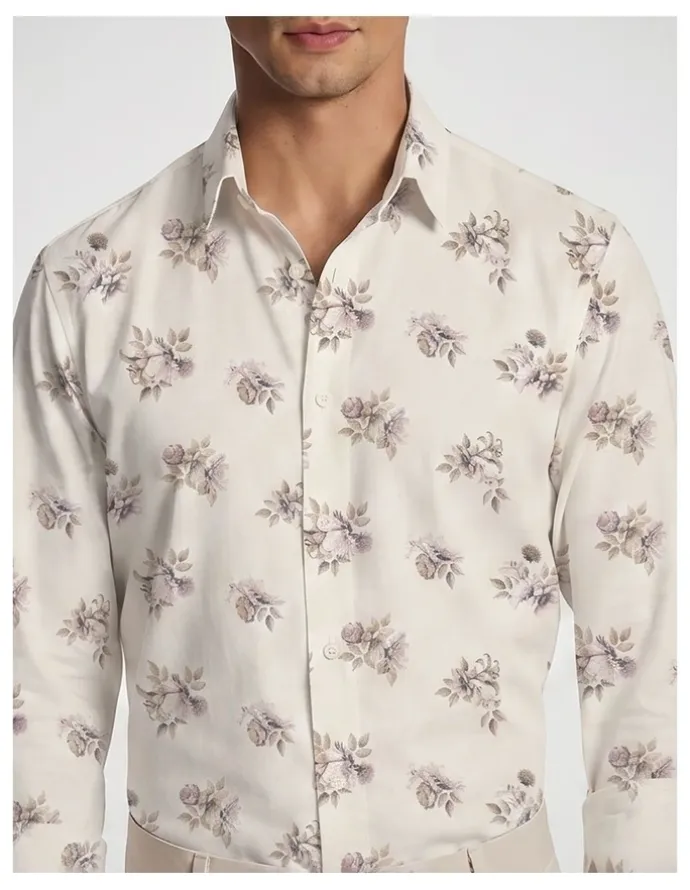 yd. Lucio Slim Floral Shirt in Pink