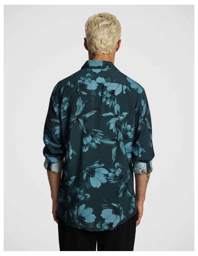 yd. Massimo Floral Print Shirt in Dark Green
