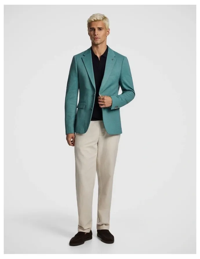 yd. Piers Knitted Slim Fit Blazer in Teal