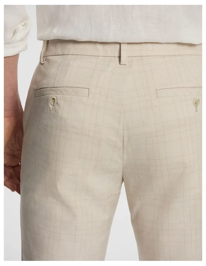 yd. Rafael Check Slim Chino in Natural