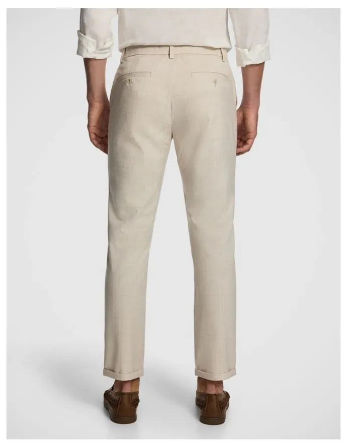 yd. Rafael Check Slim Chino in Natural