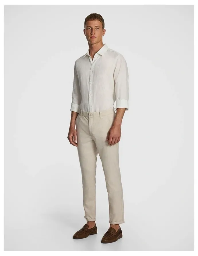 yd. Rafael Check Slim Chino in Natural