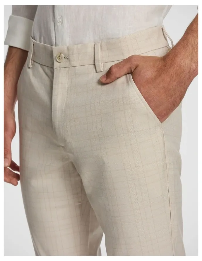 yd. Rafael Check Slim Chino in Natural