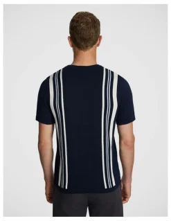 yd. Strider Stripe Knitted Tee in Navy