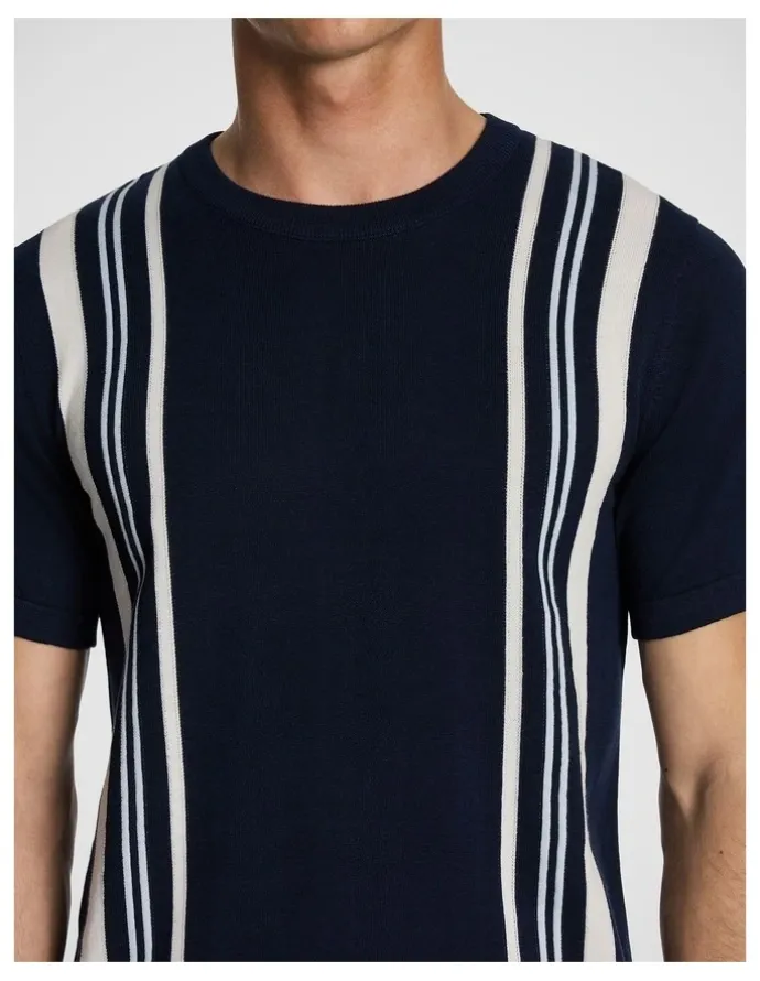 yd. Strider Stripe Knitted Tee in Navy
