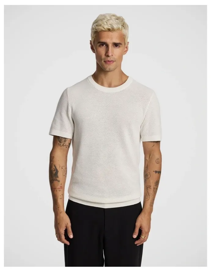 yd. Striker Cotton Knitted Tee in Off White