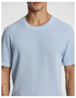 yd. Striker Cotton Knitted Tee in Light Blue