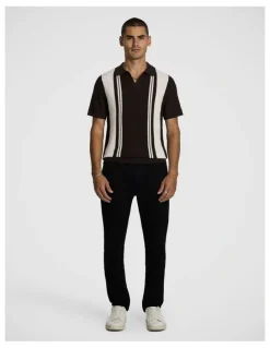 yd. Tiverton Knitted Polo Shirt in Chocolate