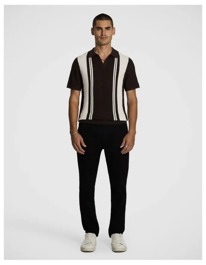 yd. Tiverton Knitted Polo Shirt in Chocolate