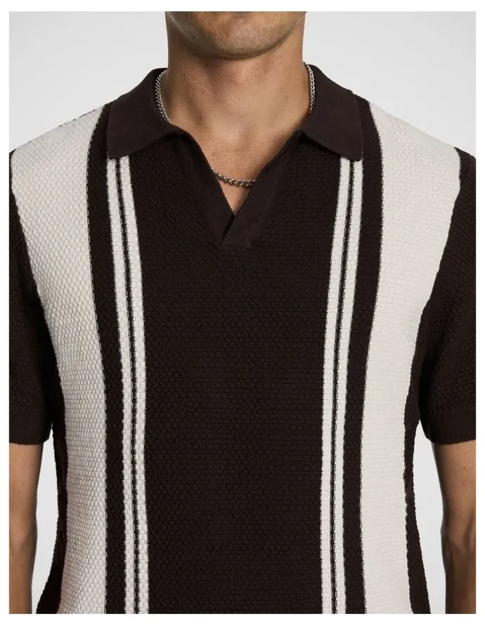 yd. Tiverton Knitted Polo Shirt in Chocolate