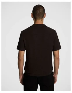 yd. Tiverton Knitted Polo Shirt in Chocolate
