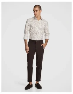 yd. Valencia Slim Paisley Shirt in Chocolate