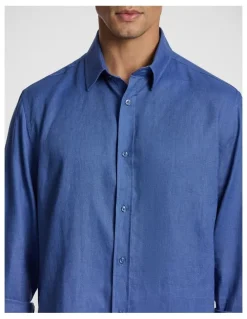 yd. West Hampton Pure Linen Shirt in Vintage Blue