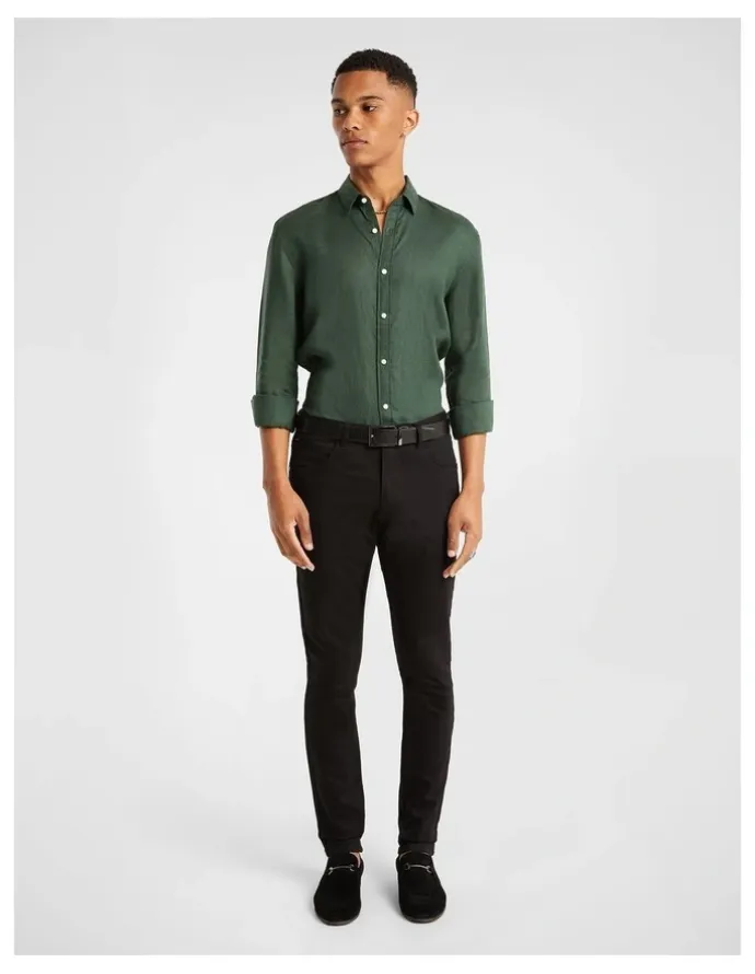 yd. West Hampton Pure Linen Shirt in Green
