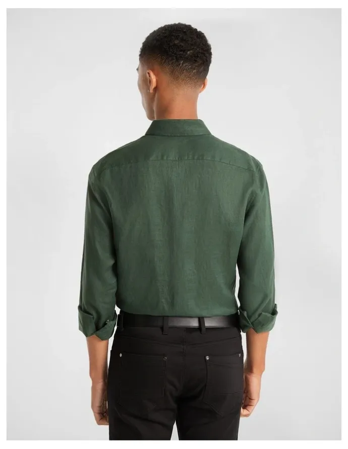 yd. West Hampton Pure Linen Shirt in Green