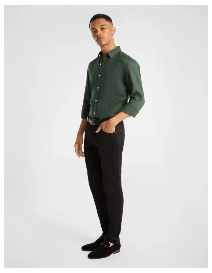 yd. West Hampton Pure Linen Shirt in Green