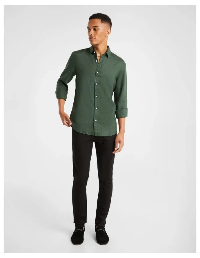 yd. West Hampton Pure Linen Shirt in Green