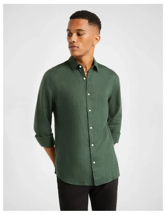 yd. West Hampton Pure Linen Shirt in Green