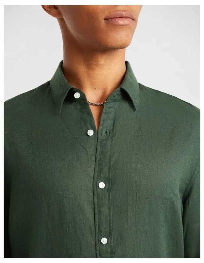 yd. West Hampton Pure Linen Shirt in Green