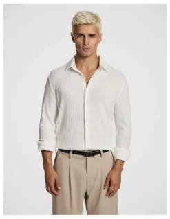 yd. Zephyr Textured Shirt in Off White
