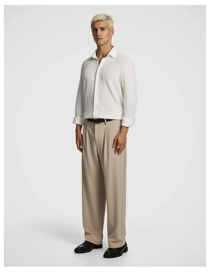 yd. Zephyr Textured Shirt in Off White