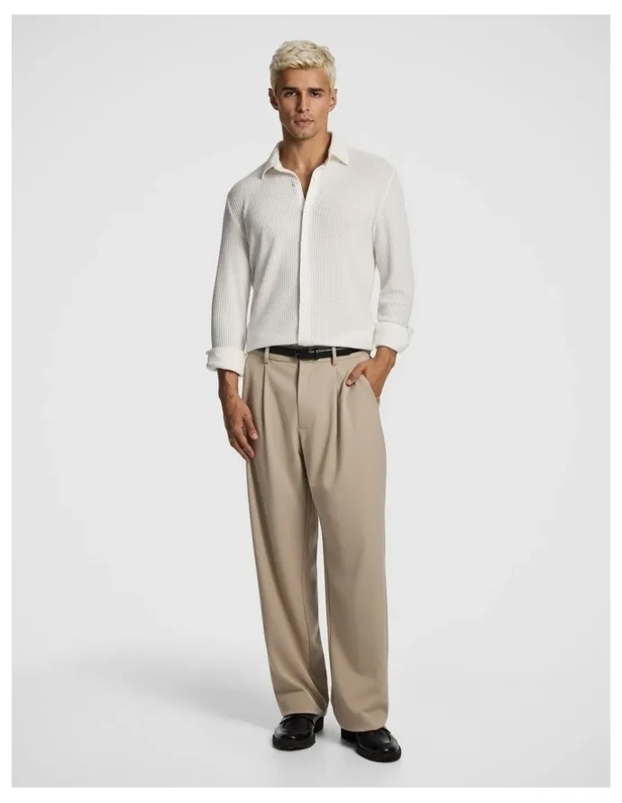 yd. Zephyr Textured Shirt in Off White